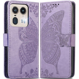 Etui z klapką do Motorola Edge 50 Ultra, Butterfly, fioletowe
