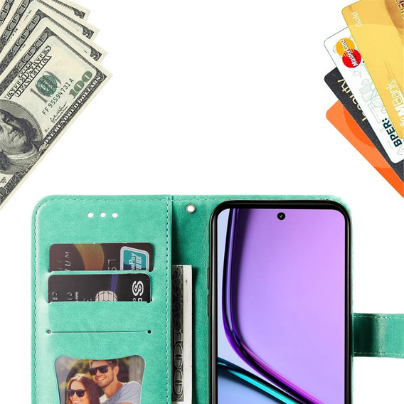 Etui z klapką do Realme C67, Mandala, zielone