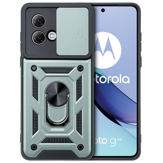 Etui pancerne do Motorola Moto G84 5G, CamShield Slide, zielone