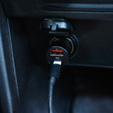 Maxlife ładowarka samochodowa PD/QC MXCC-04 20W (1× USB-C + 1× USB) + kabel USB-C – USB-C 60W, czarna