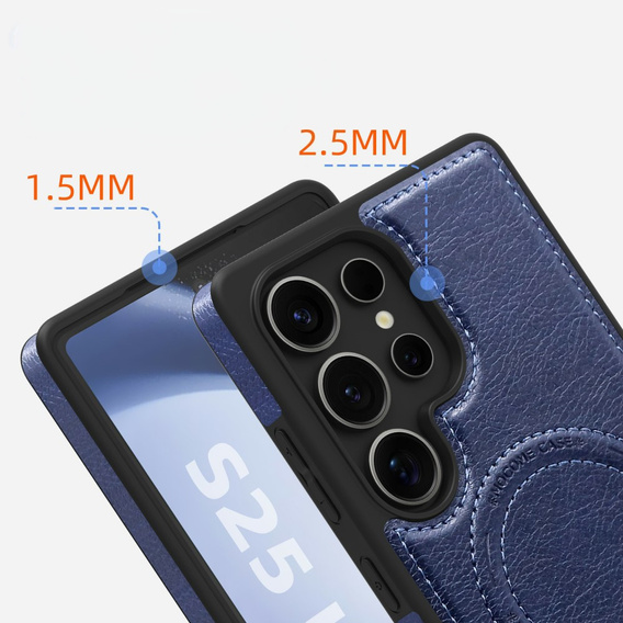 Etui skórzane z podstawką do Samsung Galaxy S25 Ultra – kompatybilne z MagSafe, sapphire