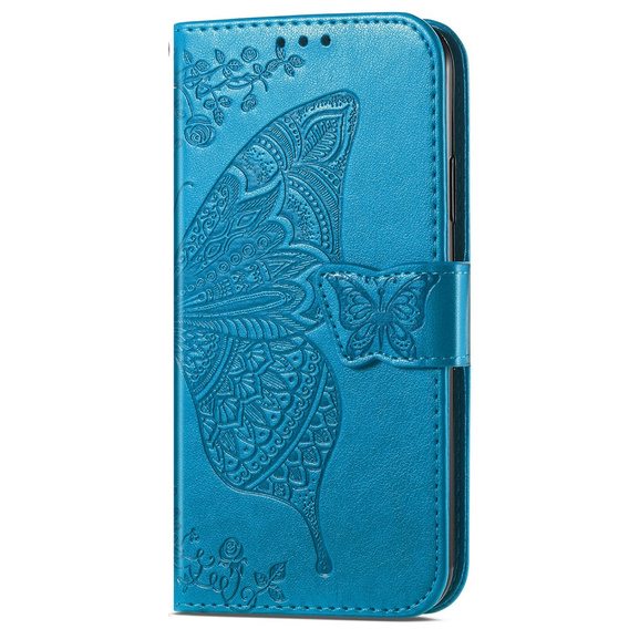 Etui z klapką do Honor Magic 6 Lite 5G, Butterfly, niebieskie