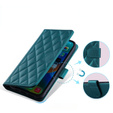 Etui z klapką do Xiaomi Redmi Note 13 Pro 4G / Xiaomi Redmi Note 14S / Xiaomi Poco M6 Pro 4G, Rhombus Crossbody Leather, ciemnozielone