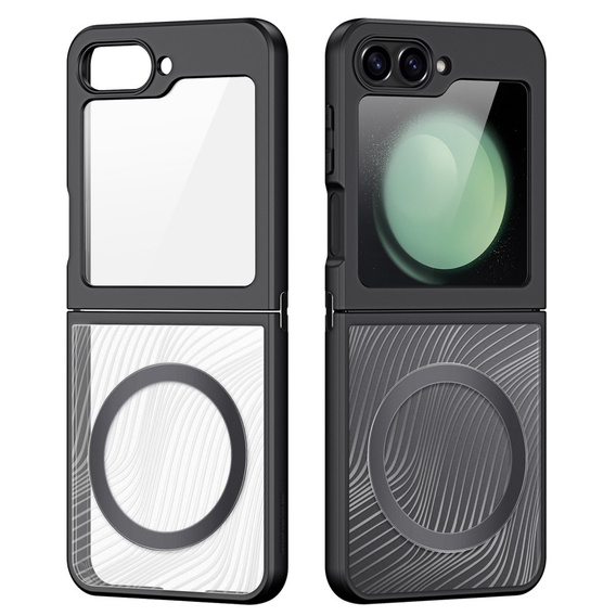 Etui DuxDucis do Samsung Galaxy Z Flip7 FE / Z Flip6, Aimo case, do MagSafe, przezroczyste / czarne