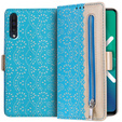 Etui z klapką do Samsung Galaxy A50/A50s/A30s, Wallet Pocket Zipper Lace, niebieskie