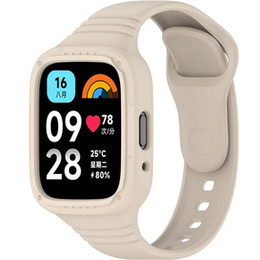 Pasek Silikonowy z Etui do Xiaomi Redmi Watch 3 Active, Beżowy