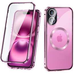 Etui Magnetic Dual Glass MagSafe do iPhone 16, różowe rose gold