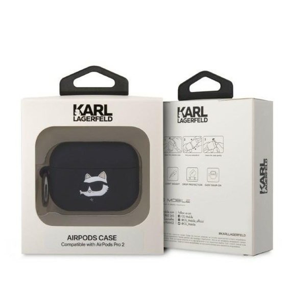 Etui Karl Lagerfeld do AirPods Pro 2, Silicone Choupette, Czarne