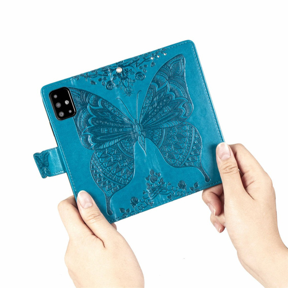 Etui z klapką do Samsung Galaxy A51 4G, Butterfly, niebieskie