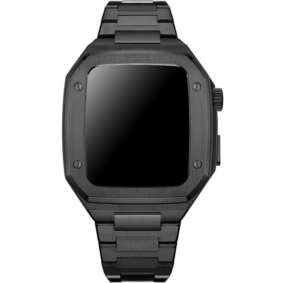 Bransoleta Stalowa z Etui do Apple Watch 4/5/6/SE 44mm, Czarna