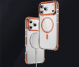 Etui pancerne do iPhone 17 Pro Max, do MagSafe, przezroczyste z pomarańczową ramką
