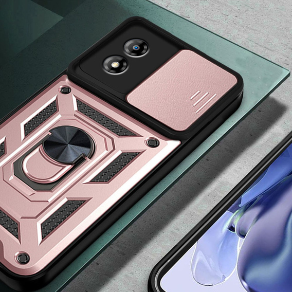 Etui pancerne do Motorola Moto E13, CamShield Slide, różowe rose gold