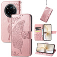 Etui z klapką do Realme 14 Pro+ 5G, Butterfly, różowe rose gold