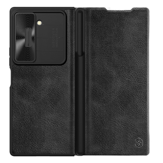 Etui z klapką NILLKIN do Samsung Galaxy Z Fold6 5G, CamShield Qin Pro, skórzane, czarne