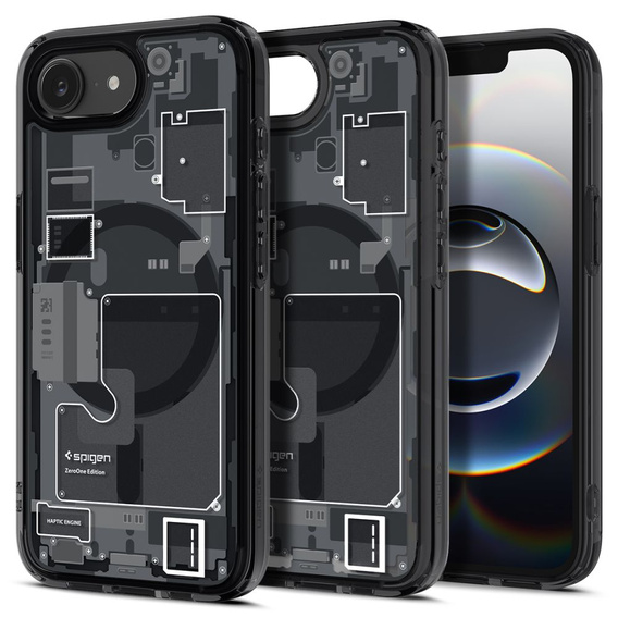 Etui Spigen do Iphone 16E,  MagSafe Ultra Hybrid, Zero One czarne + Szkło Hartowane 9H