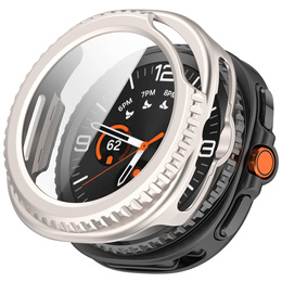 2w1 Etui + Szkło Hartowane do Samsung Galaxy Watch 8 Classic 46mm, Beżowe