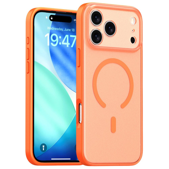 Etui do iPhone 17 Pro, do MagSafe, matowe z ochroną aparatów, pomarańczowe