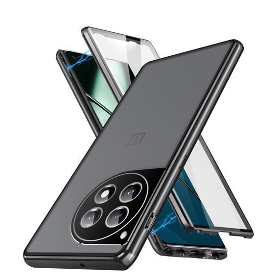 Etui do OnePlus 12 5G, Magnetic Dual Glass, czarne