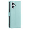 Etui z klapką do iPhone 16 Plus, Rhombus Crossbody Leather, zielone
