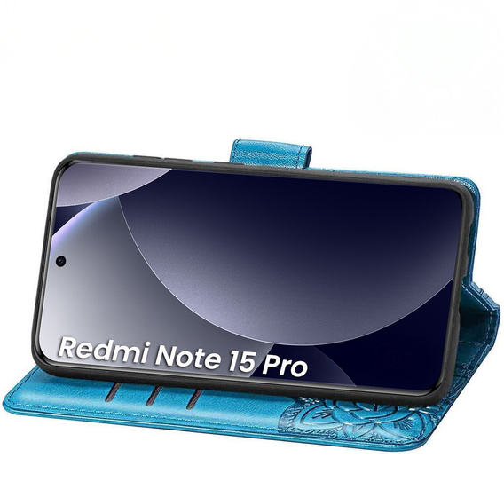 Etui z klapką do Xiaomi Redmi Note 15 Pro 5G, Butterfly, niebieskie