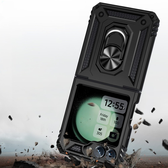 Etui pancerne do Samsung Galaxy Z Flip7 FE / Z Flip6, Nox Case Ring, czarne