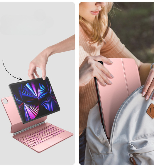 Etui z klawiaturą Dracool do iPad Air 13" 2025/2024 (7/6 gen.) / Pro 12.9" 2022/2021/2020 (6/5/4 gen.), różowe