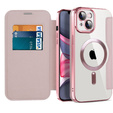 Etui z klapką do iPhone 14, RFID Wallet MagSafe z ochroną aparatu, różowe