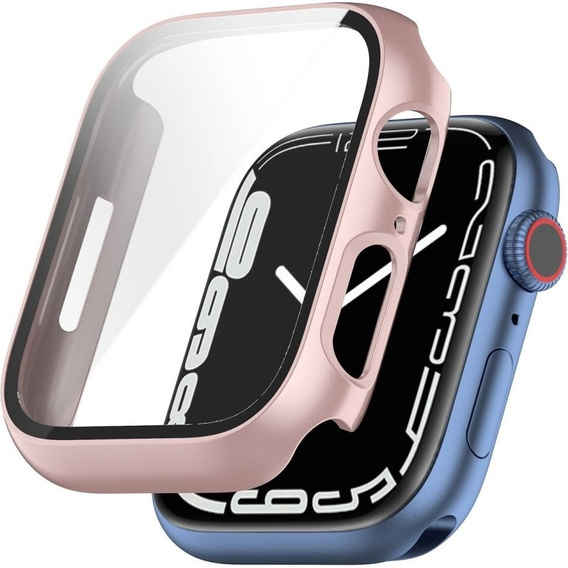 2w1 Etui + Szkło Hartowane do Apple Watch 7/8/9 41MM, Różowe złoto