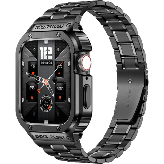 Stalowa bransoleta z etui do Apple Watch Ultra 1/2/3 49mm, Czarna