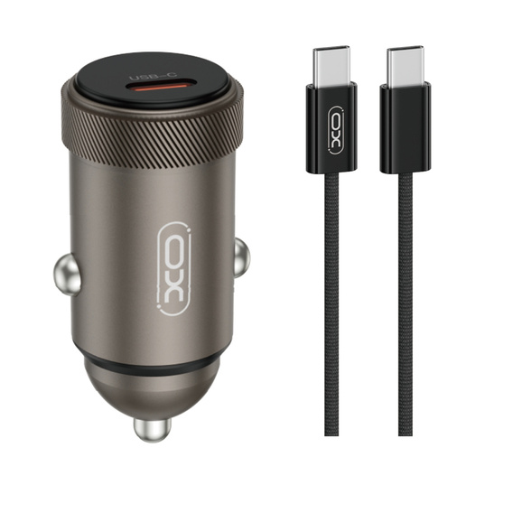 XO CC70 Ładowarka Samochodowa PD 30W 1x USB-C + kabel USB-C - USB-C, czarna