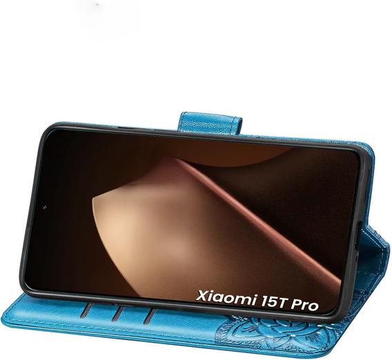 Etui z klapką do Xiaomi 15T Pro, Butterfly, niebieskie