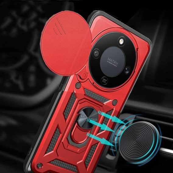 Etui pancerne do Honor Magic 8 Lite, CamShield Slide, czerwone