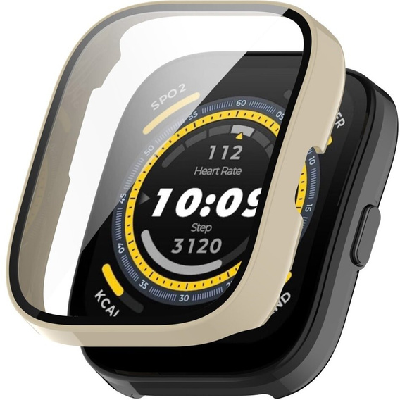 2w1 Etui + Szkło Hartowane do Amazfit Bip 5, Beżowe