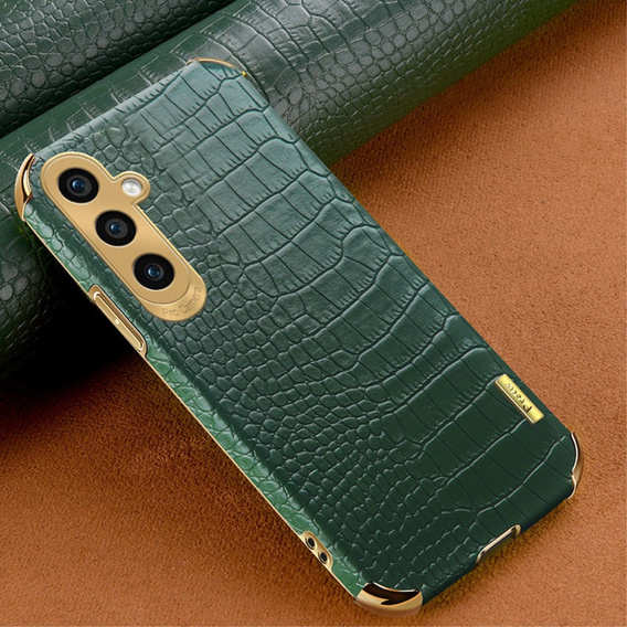 Etui skórzane do Samsung Galaxy A35 5G, Crocodile, zielone