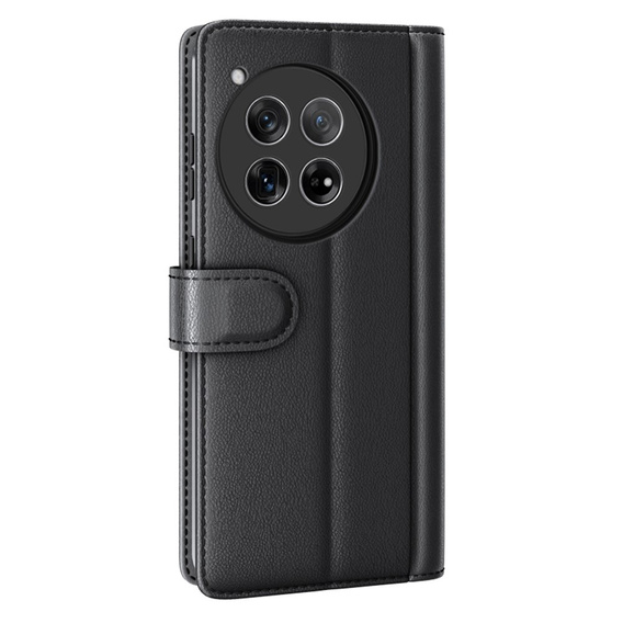 Etui z klapką do OnePlus 12 5G, Split Leather, czarne
