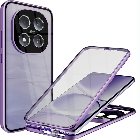 Etui do Xiaomi Redmi Note 15 5G / Poco M8 5G, Magnetic Dual Glass, fioletowe