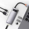 Baseus Metal Gleam Series 6-in-1 Multifunctional Type-C HUB (Type-C → HDMI*1 + USB 3.0*3 + PD*1 + RJ45*1) – szary