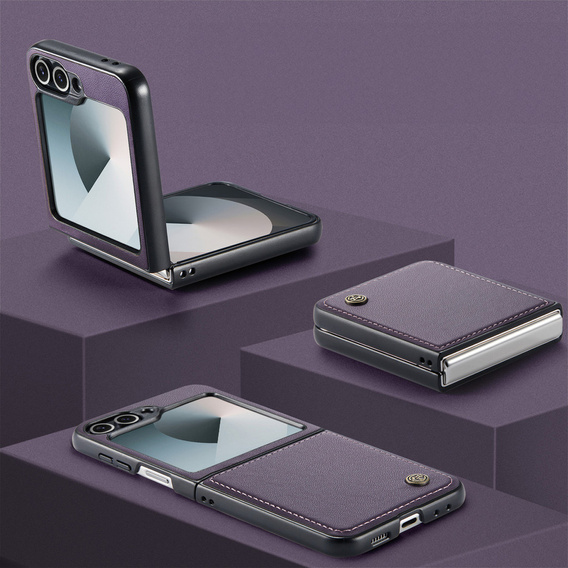 Etui do Samsung Galaxy Z Flip7, CASEME Litchi Leather, fioletowe