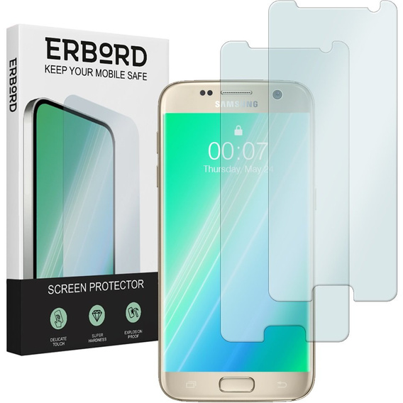 2x Szkło Hartowane do Samsung Galaxy S7, ERBORD 9H Hard Glass, szybka