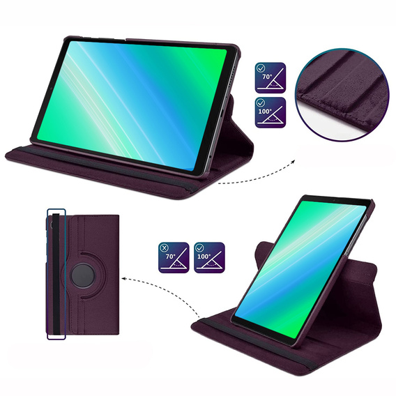 Etui do Samsung Galaxy Tab A7 Lite 8.7 T220 / T225, Obrotowe 360, Fioletowe