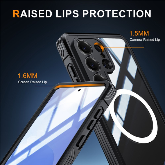 Etui do Samsung Galaxy S26 Ultra, Shockproof, ze szkłem, do MagSafe, czarne