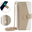 Etui z klapką do iPhone 14 Pro Max, Wallet Zipper Pocket, z lusterkiem, białe