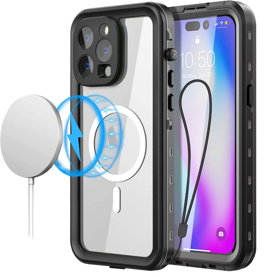 Etui wodoodporne do iPhone 14 Pro Max, Redpepper, do MagSafe, czarne