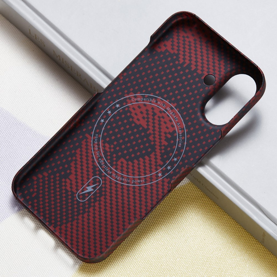 Etui do iPhone 16 Plus, Aramid Fiber MagSafe, czerwone