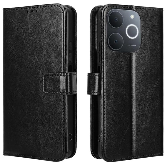 Etui z klapką do Realme Note 70T 4G, Crazy Horse Wallet, czarne