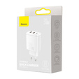 Baseus Compact PD 30W – ładowarka sieciowa z USB-C i 2x USB-A, biała