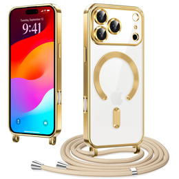 Etui do iPhone 17 Pro, Electro MagSafe, złote + Smycz