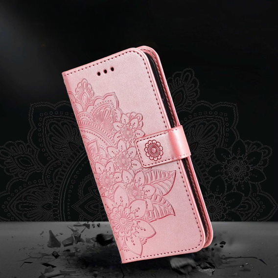 Etui z klapką do Samsung Galaxy A14 4G/5G, Mandala, różowe rose gold