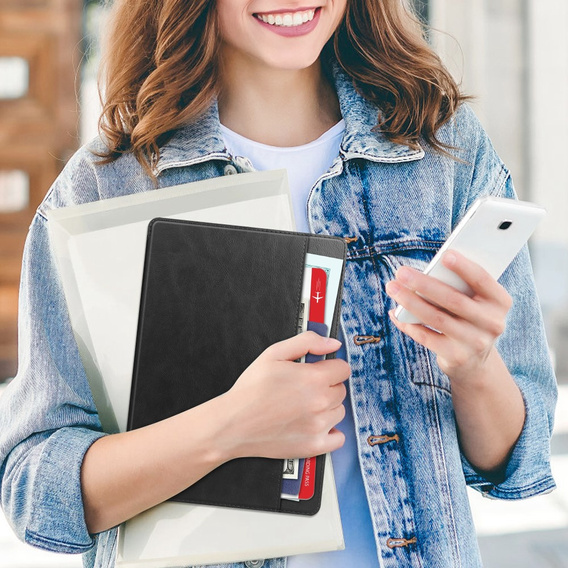 Etui skórzane do Samsung Galaxy Tab S10 Lite / S10 FE / S9 FE, z funkcją usypiania i budzenia – czarne