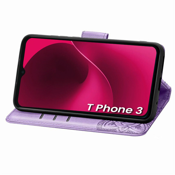 Etui z klapką do T Phone 3 5G, Butterfly, fioletowe
